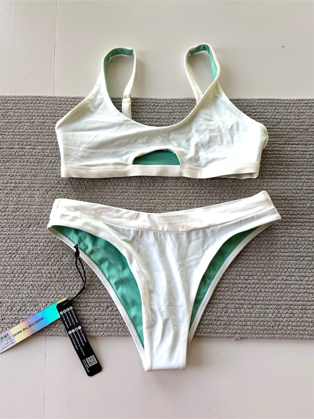 Jolyn White Two Piece Sporty Bikini Set Amelia Top Small Alanna Bottom Medium